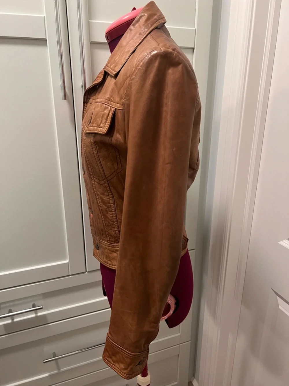 Vintage 1970s BLACK SHEEP 100% Genuine Leather Tailored Canada Moto Jacket Small - Picture 5 of 16